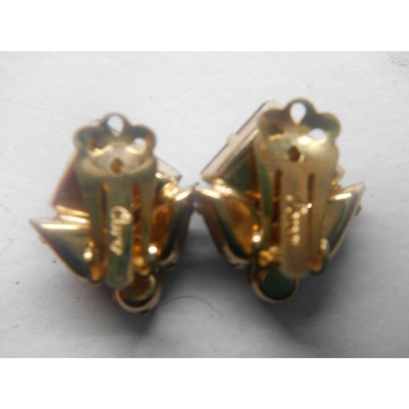 Signed Coro Red AB Rhinestone Earring Set - Picture 2 of 2